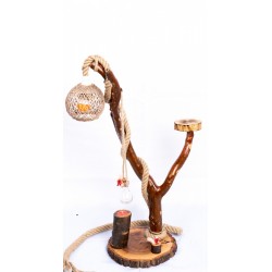 Ahşap masa lambası ve buhurdanlık